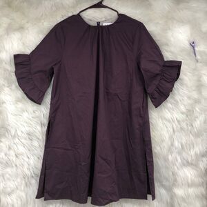 Deep Plum Mini Dress/Romper w/Ruffle Sleeves, Minimalist, Classy Romper SZ S